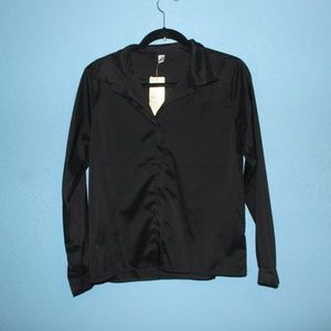 Korean JOWI - Black Collared Chiffon Blouse